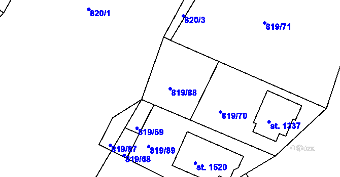 Parcela st. 819/88 v KÚ Luhačovice, Katastrální mapa