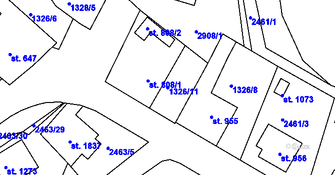 Parcela st. 1326/11 v KÚ Luhačovice, Katastrální mapa