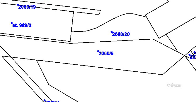 Parcela st. 2060/6 v KÚ Luhačovice, Katastrální mapa