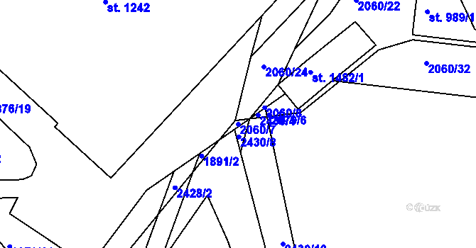 Parcela st. 2060/7 v KÚ Luhačovice, Katastrální mapa