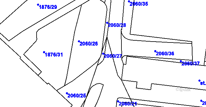 Parcela st. 2060/27 v KÚ Luhačovice, Katastrální mapa