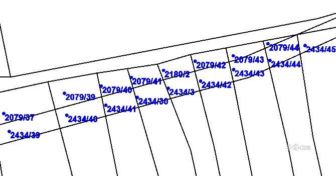 Parcela st. 2434/3 v KÚ Luhačovice, Katastrální mapa