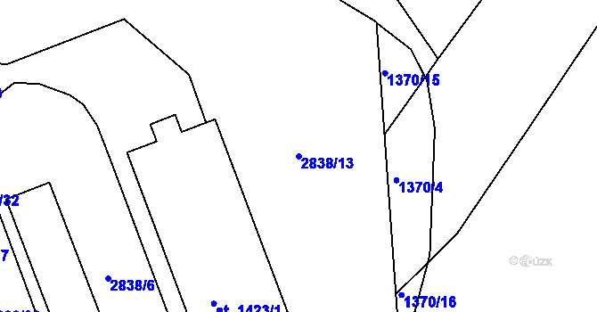 Parcela st. 2838/13 v KÚ Luhačovice, Katastrální mapa
