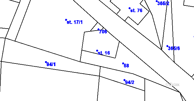 Parcela st. 16 v KÚ Luhov u Mimoně, Katastrální mapa