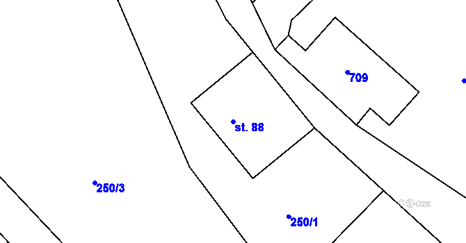 Parcela st. 88 v KÚ Luhov u Mimoně, Katastrální mapa