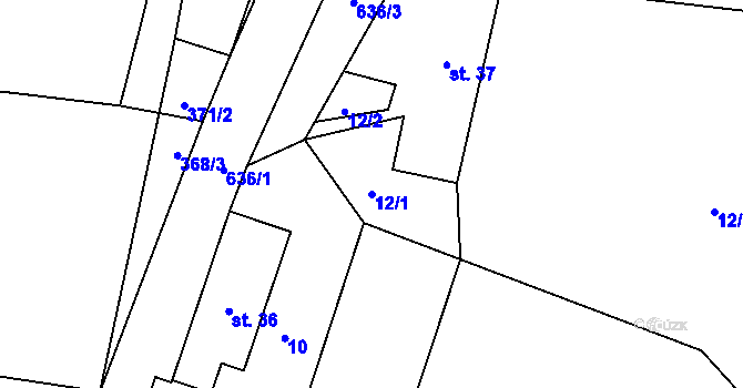Parcela st. 12/1 v KÚ Luhov u Mimoně, Katastrální mapa