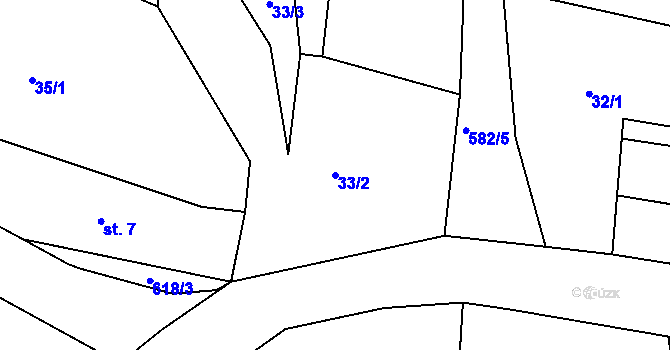 Parcela st. 33/2 v KÚ Luhov u Mimoně, Katastrální mapa