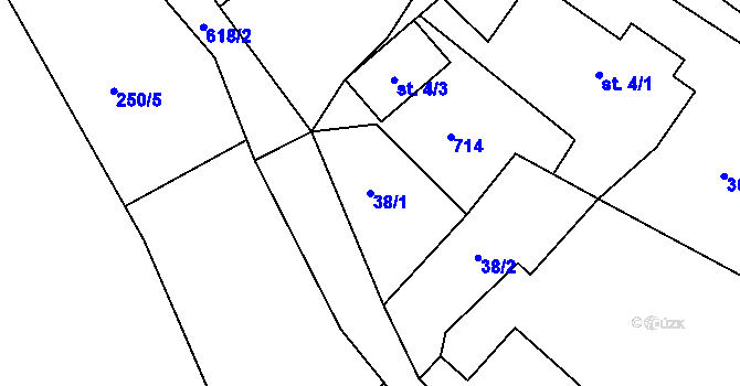Parcela st. 38/1 v KÚ Luhov u Mimoně, Katastrální mapa