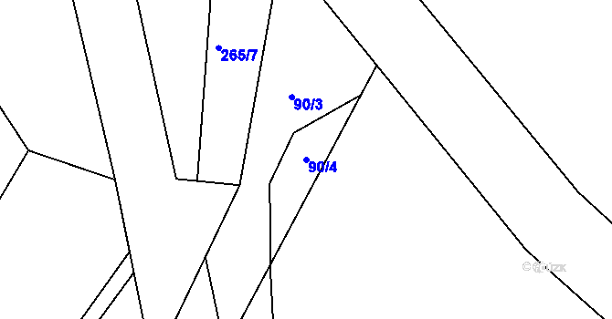 Parcela st. 90/4 v KÚ Luhov u Mimoně, Katastrální mapa