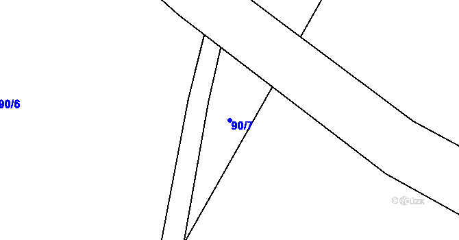 Parcela st. 90/7 v KÚ Luhov u Mimoně, Katastrální mapa