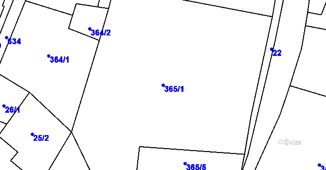 Parcela st. 365/1 v KÚ Luhov u Mimoně, Katastrální mapa