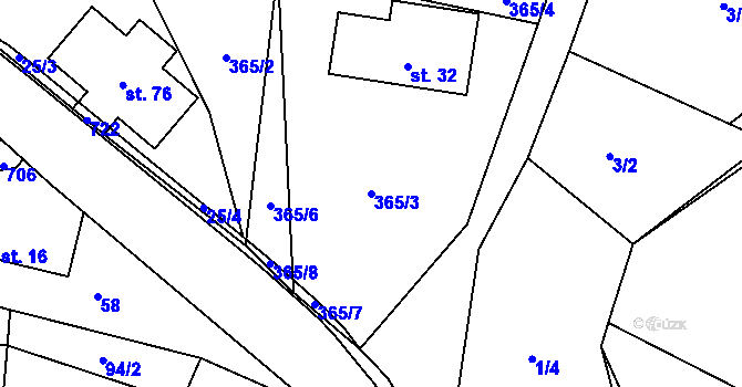 Parcela st. 365/3 v KÚ Luhov u Mimoně, Katastrální mapa