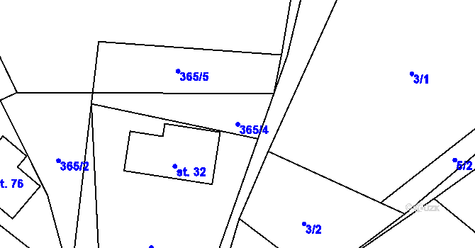 Parcela st. 365/4 v KÚ Luhov u Mimoně, Katastrální mapa