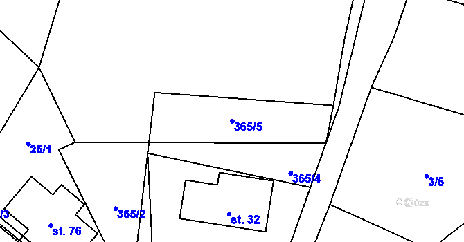 Parcela st. 365/5 v KÚ Luhov u Mimoně, Katastrální mapa