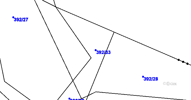 Parcela st. 392/33 v KÚ Luhov u Mimoně, Katastrální mapa
