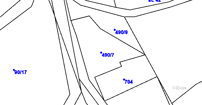 Parcela st. 490/7 v KÚ Luhov u Mimoně, Katastrální mapa
