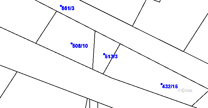 Parcela st. 513/3 v KÚ Luhov u Mimoně, Katastrální mapa