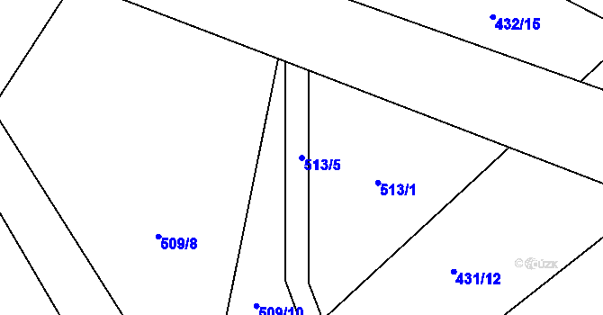 Parcela st. 513/5 v KÚ Luhov u Mimoně, Katastrální mapa