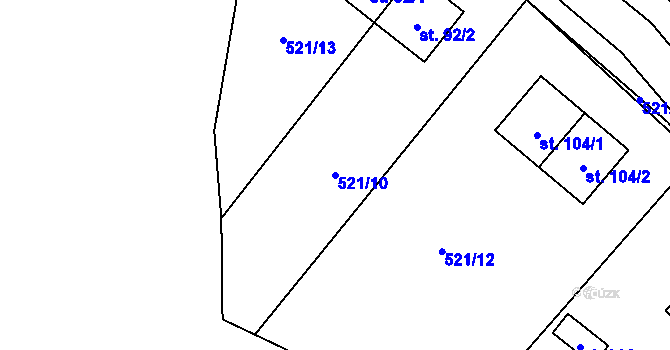 Parcela st. 521/10 v KÚ Luhov u Mimoně, Katastrální mapa