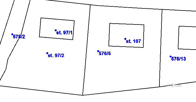 Parcela st. 576/5 v KÚ Luhov u Mimoně, Katastrální mapa