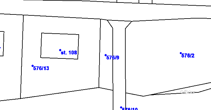 Parcela st. 576/9 v KÚ Luhov u Mimoně, Katastrální mapa