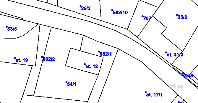 Parcela st. 582/1 v KÚ Luhov u Mimoně, Katastrální mapa