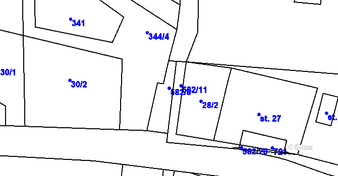 Parcela st. 582/8 v KÚ Luhov u Mimoně, Katastrální mapa
