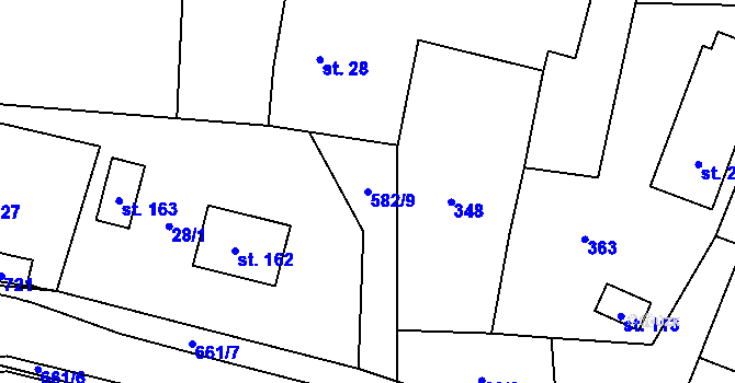 Parcela st. 582/9 v KÚ Luhov u Mimoně, Katastrální mapa