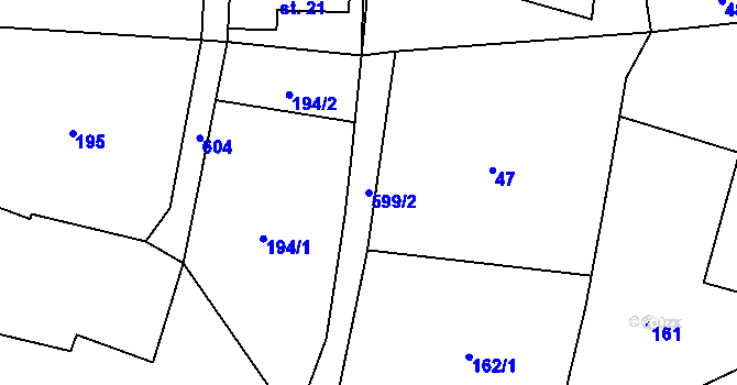 Parcela st. 599/2 v KÚ Luhov u Mimoně, Katastrální mapa