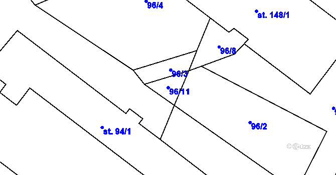 Parcela st. 96/11 v KÚ Luhov u Mimoně, Katastrální mapa