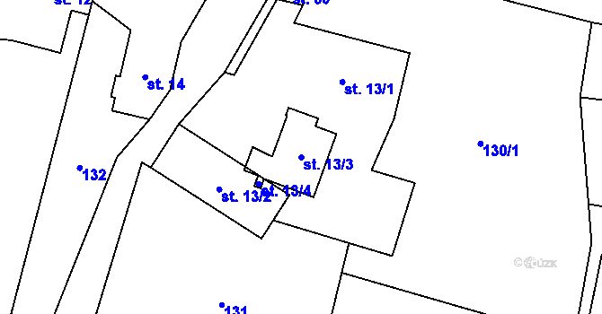 Parcela st. 13/3 v KÚ Luhov u Mimoně, Katastrální mapa
