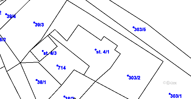 Parcela st. 4/1 v KÚ Luhov u Mimoně, Katastrální mapa