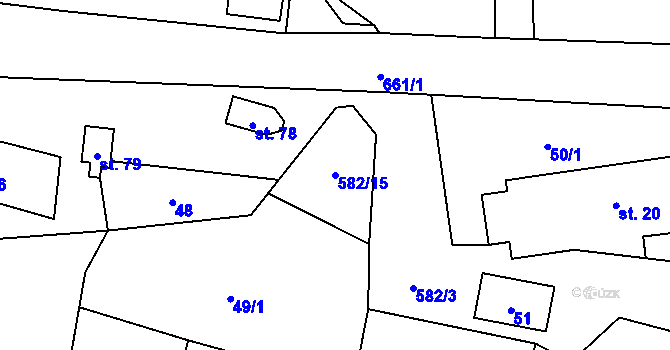 Parcela st. 582/15 v KÚ Luhov u Mimoně, Katastrální mapa