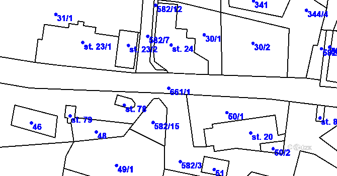 Parcela st. 661/1 v KÚ Luhov u Mimoně, Katastrální mapa