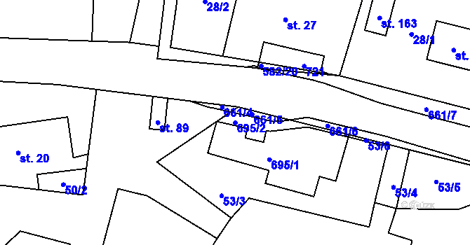 Parcela st. 695/2 v KÚ Luhov u Mimoně, Katastrální mapa