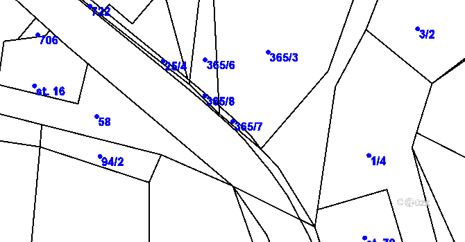Parcela st. 365/7 v KÚ Luhov u Mimoně, Katastrální mapa