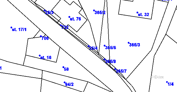 Parcela st. 25/4 v KÚ Luhov u Mimoně, Katastrální mapa