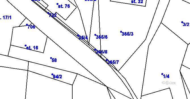 Parcela st. 365/8 v KÚ Luhov u Mimoně, Katastrální mapa