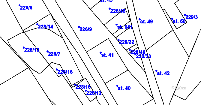 Parcela st. 41 v KÚ Luhy, Katastrální mapa