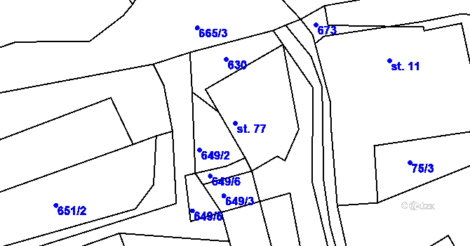 Parcela st. 77 v KÚ Luhy, Katastrální mapa