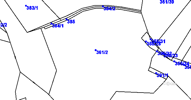 Parcela st. 361/2 v KÚ Luhy, Katastrální mapa
