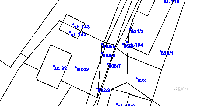 Parcela st. 608/4 v KÚ Luhy, Katastrální mapa