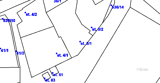 Parcela st. 3/1 v KÚ Luhy, Katastrální mapa