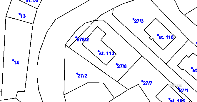 Parcela st. 113 v KÚ Luhy, Katastrální mapa