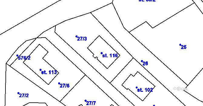 Parcela st. 116 v KÚ Luhy, Katastrální mapa