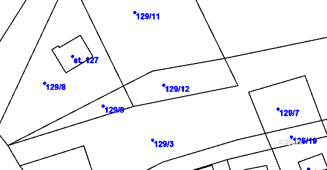 Parcela st. 129/12 v KÚ Luhy, Katastrální mapa