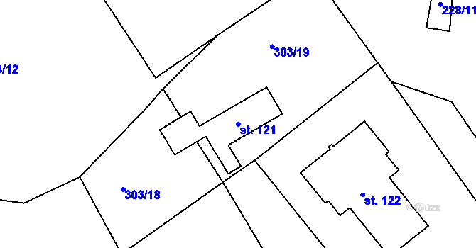 Parcela st. 121 v KÚ Luhy, Katastrální mapa