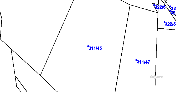 Parcela st. 311/45 v KÚ Luhy, Katastrální mapa