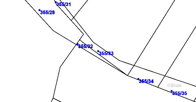 Parcela st. 355/33 v KÚ Luhy, Katastrální mapa