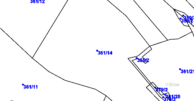 Parcela st. 361/14 v KÚ Luhy, Katastrální mapa
